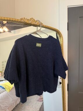 Daily Drills Navy Boxy Short-Sleeve Crew Sweater